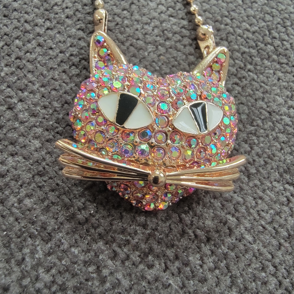 Betsey Johnson Pink Cat Necklace